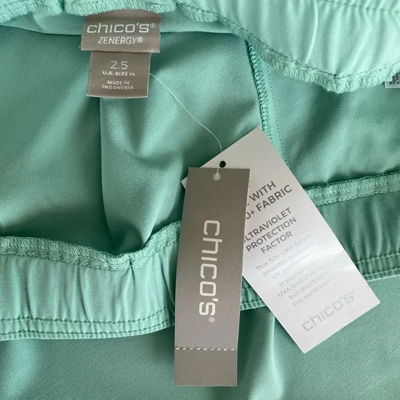 NWT Chico’s Zenergy ruched light green skirt, size 14 - Picture 5 of 6
